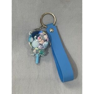 NEW Blue Lollipop Candy Bag Tag Keychain Charm Mini Figure w/ Silicone Strap